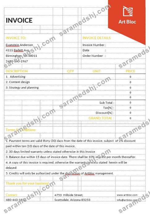 Art Director Invoice Template
